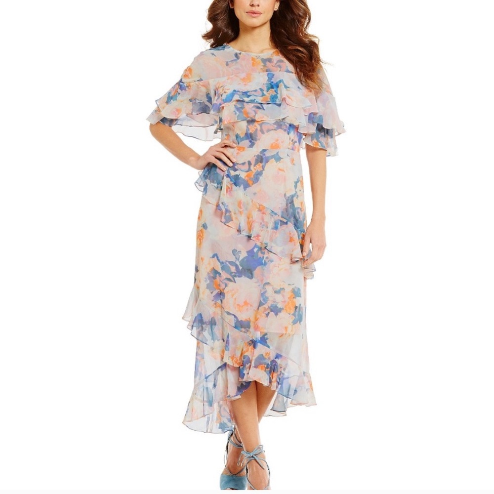 Gianni Bini Mac Floral Tiered Ruffle Dress